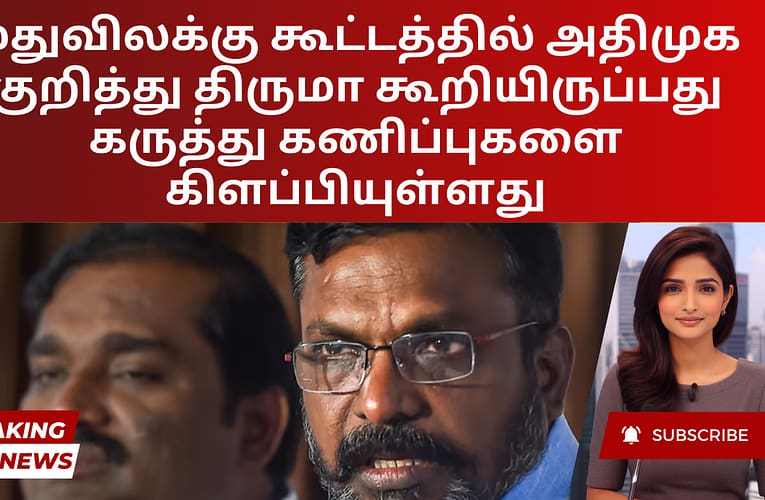 மதுவிலக்கு கூட்டத்தில் அதிமுக குறித்து திருமா கூறியிருப்பது கருத்து கணிப்புகளை கிளப்பியுள்ளது