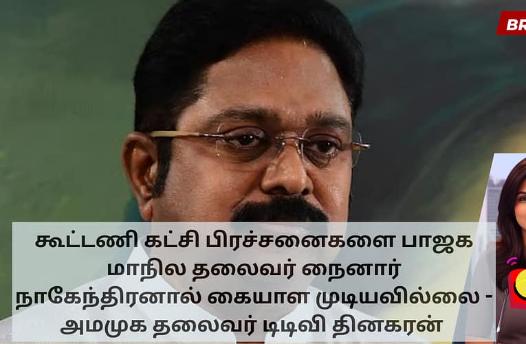 கூட்டணி கட்சி பிரச்சனைகளை பாஜக மாநில தலைவர் நைனார் நாகேந்திரனால் கையாள முடியவில்லை – அமமுக தலைவர் டிடிவி தினகரன் தெரிவித்துள்ளார்.