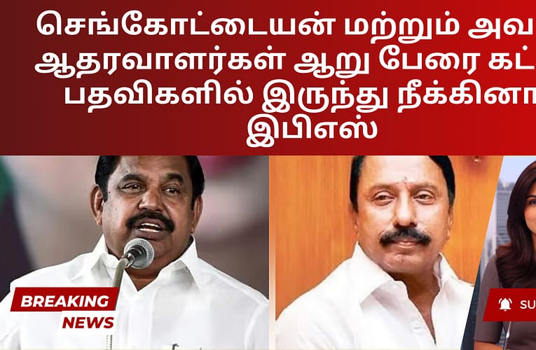 செங்கோட்டையன் மற்றும் அவரது ஆதரவாளர்கள் ஆறு பேரை கட்சிப் பதவிகளில் இருந்து நீக்கினார் இபிஎஸ்